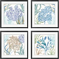 Framed 'Soft Shores 4 Piece Framed Art Print Set' border=