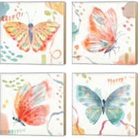 Framed 'Winged Whisper  4 Piece Canvas Print Set' border=