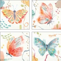 Framed 'Winged Whisper  4 Piece Art Print Set' border=