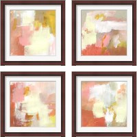 Framed 'Yellow and Blush 4 Piece Framed Art Print Set' border=