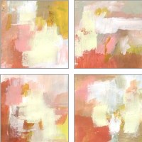 Framed 'Yellow and Blush 4 Piece Art Print Set' border=