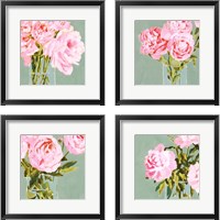 Framed 'Popping Peonies 4 Piece Framed Art Print Set' border=