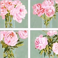 Framed 'Popping Peonies 4 Piece Art Print Set' border=