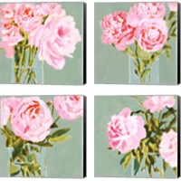 Framed 'Popping Peonies 4 Piece Canvas Print Set' border=