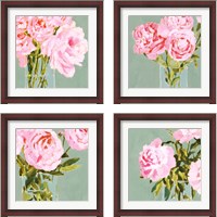 Framed 'Popping Peonies 4 Piece Framed Art Print Set' border=