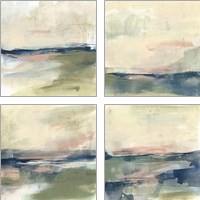 Framed 'Coastline Vignette 4 Piece Art Print Set' border=