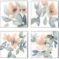 Framed 'Water and Petals 4 Piece Canvas Print Set' border=