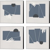 Framed 'Blue Felt 4 Piece Canvas Print Set' border=