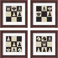 Framed 'Chess Puzzle 4 Piece Framed Art Print Set' border=