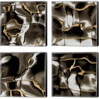 Framed 'Golden Shimmer  4 Piece Canvas Print Set' border=