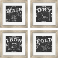 Framed 'Vintage Laundry Signs 4 Piece Framed Art Print Set' border=