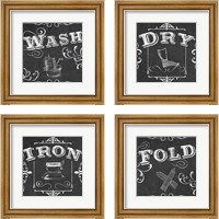 Framed 'Vintage Laundry Signs 4 Piece Framed Art Print Set' border=