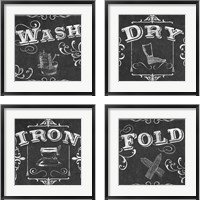 Framed 'Vintage Laundry Signs 4 Piece Framed Art Print Set' border=