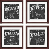 Framed 'Vintage Laundry Signs 4 Piece Framed Art Print Set' border=