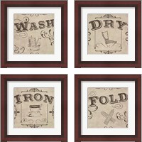 Framed 'Vintage Laundry Signs 4 Piece Framed Art Print Set' border=