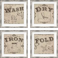 Framed 'Vintage Laundry Signs 4 Piece Framed Art Print Set' border=