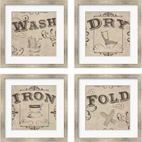 Framed 'Vintage Laundry Signs 4 Piece Framed Art Print Set' border=