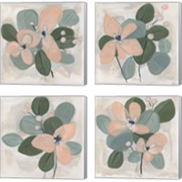 Framed 'Posey Impasto 4 Piece Canvas Print Set' border=