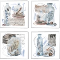 Framed 'Message in a Bottle  4 Piece Canvas Print Set' border=