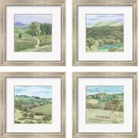 Framed 'Hill Lines 4 Piece Framed Art Print Set' border=