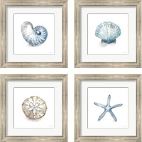 Framed 'Blue Escape Coastal 4 Piece Framed Art Print Set' border=