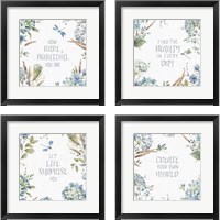 Framed 'Bohemian Blue Sentiments 4 Piece Framed Art Print Set' border=