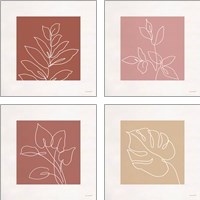 Framed 'Just Leaves 4 Piece Art Print Set' border=