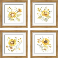 Framed 'Sunflowers Forever 4 Piece Framed Art Print Set' border=