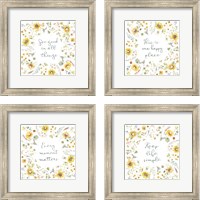 Framed 'Sunflowers Forever 4 Piece Framed Art Print Set' border=