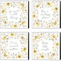 Framed 'Sunflowers Forever 4 Piece Canvas Print Set' border=