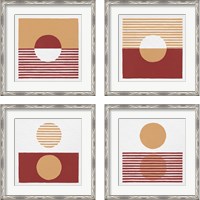 Framed 'Reflection Red Yellow 4 Piece Framed Art Print Set' border=