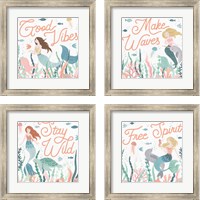 Framed 'Under the Sea 4 Piece Framed Art Print Set' border=