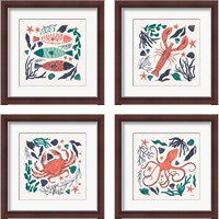 Framed 'Coastal Reef 4 Piece Framed Art Print Set' border=