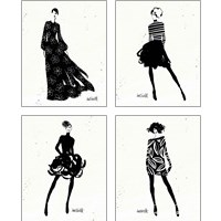 Framed 'Style Sketches 4 Piece Art Print Set' border=