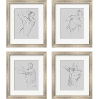 Framed 'Male Torso Sketch 4 Piece Framed Art Print Set' border=