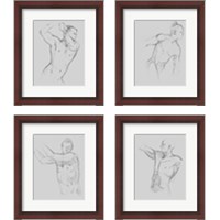 Framed 'Male Torso Sketch 4 Piece Framed Art Print Set' border=