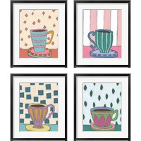 Framed 'Mid Morning Coffee 4 Piece Framed Art Print Set' border=