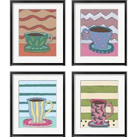 Framed 'Mid Morning Coffee 4 Piece Framed Art Print Set' border=