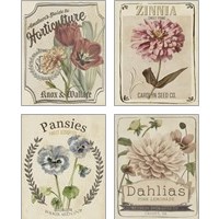 Framed 'Vintage Seed Packets 4 Piece Art Print Set' border=