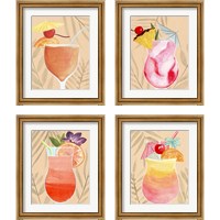 Framed 'Tropical Cocktail 4 Piece Framed Art Print Set' border=
