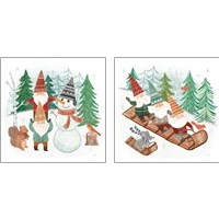 Framed 'Woodland Gnomes 2 Piece Art Print Set' border=