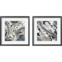 Framed 'Blue Silver Marble 2 Piece Framed Art Print Set' border=