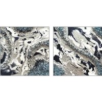 Framed 'Blue Silver Marble 2 Piece Art Print Set' border=