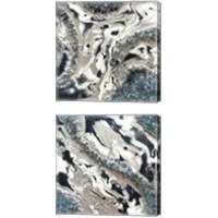 Framed 'Blue Silver Marble 2 Piece Canvas Print Set' border=