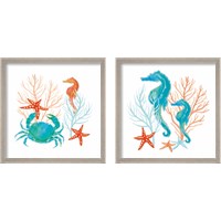 Framed 'Coral Aqua 2 Piece Framed Art Print Set' border=