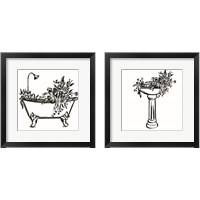 Framed 'Vintage Floral Bathroom 2 Piece Framed Art Print Set' border=