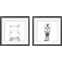 Framed 'Animal Line Drawing 2 Piece Framed Art Print Set' border=