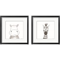 Framed Animal Line Drawing 2 Piece Framed Art Print Set