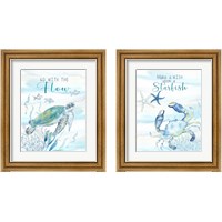 Framed 'Great Blue Sea  2 Piece Framed Art Print Set' border=