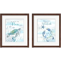 Framed 'Great Blue Sea  2 Piece Framed Art Print Set' border=